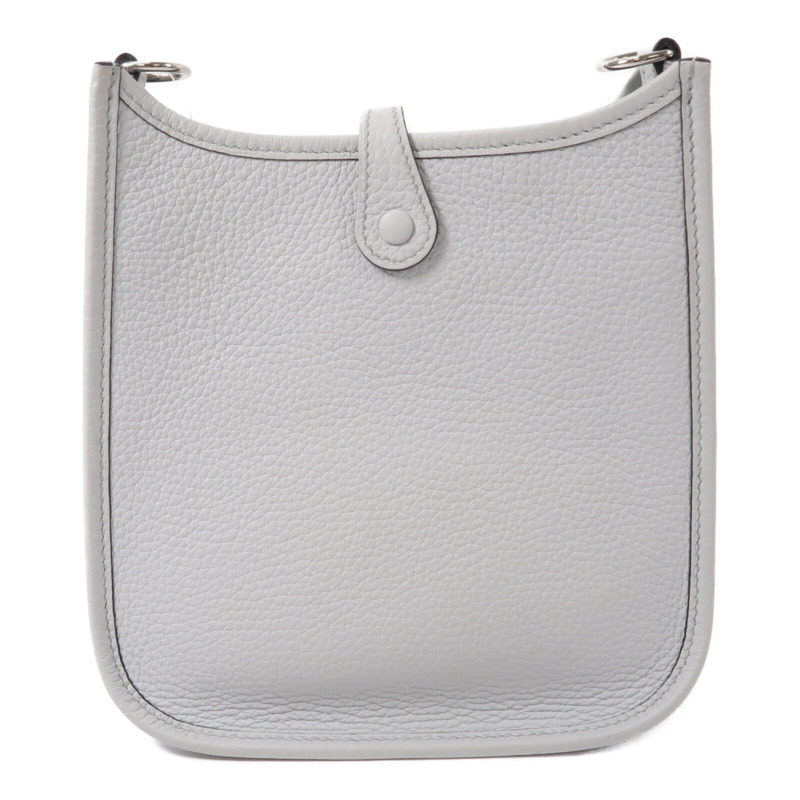 HERMES Clemence皮革Evelyne PM肩背袋Bleu Pale-1
