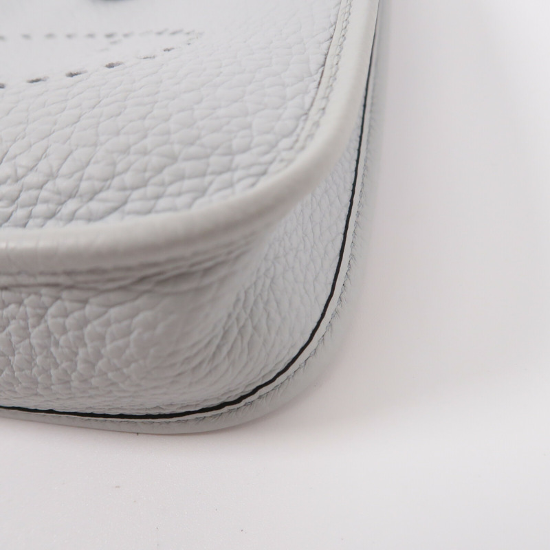 HERMES Clemence皮革Evelyne PM肩背袋Bleu Pale-10
