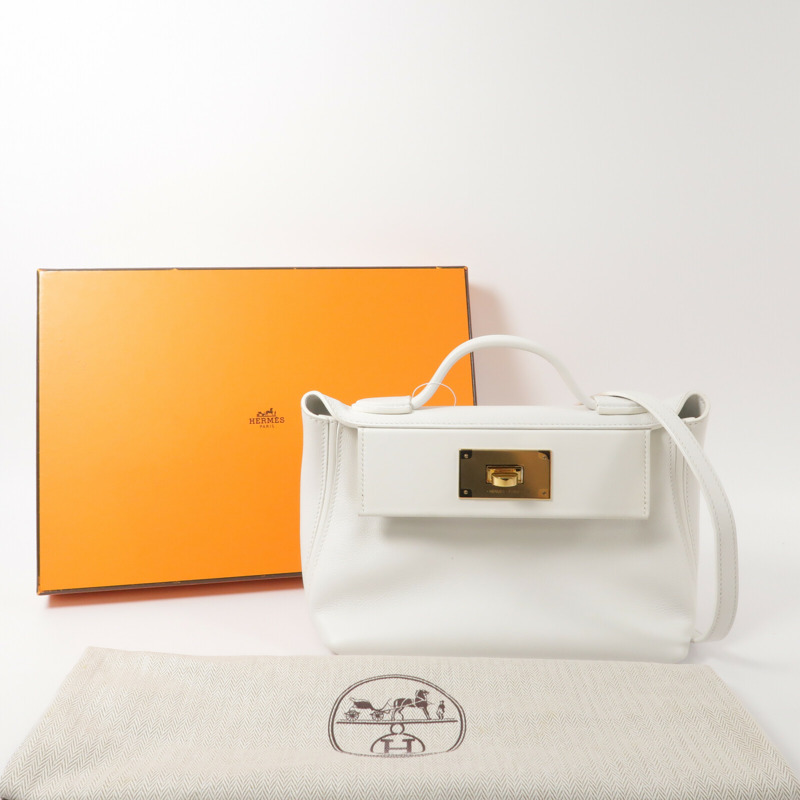 HERMES Evercolor皮革24/24 Mini手挽肩背兩用袋Craie-9