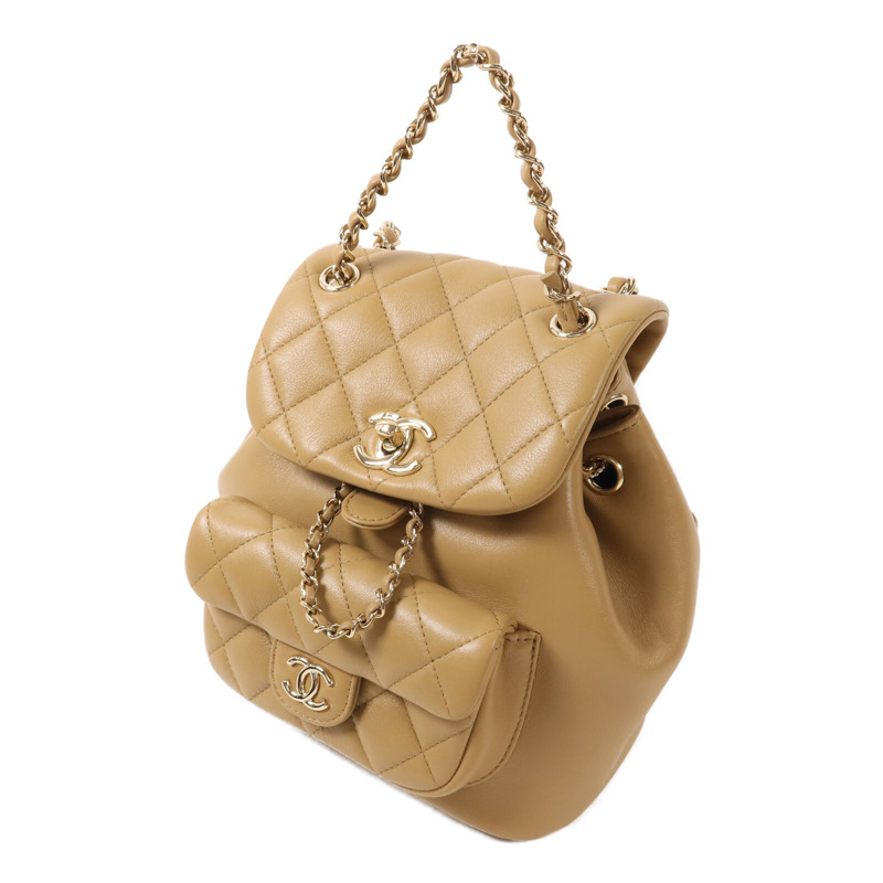 CHANEL 羊皮皮革Backpack鏈帶背包-2