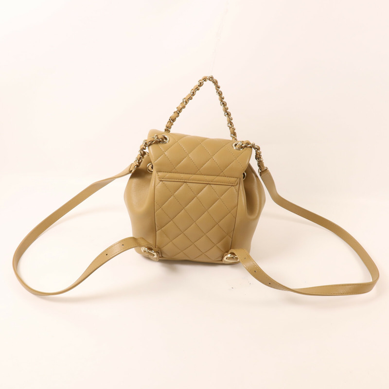 CHANEL 羊皮皮革Backpack鏈帶背包-7