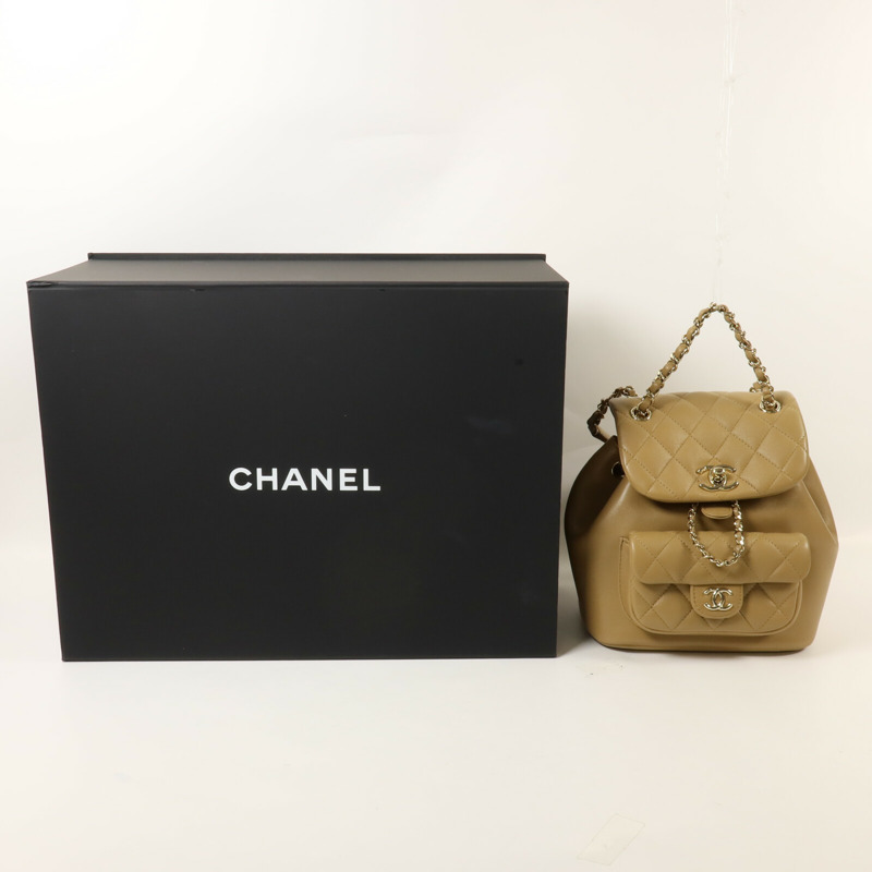 CHANEL 羊皮皮革Backpack鏈帶背包-8