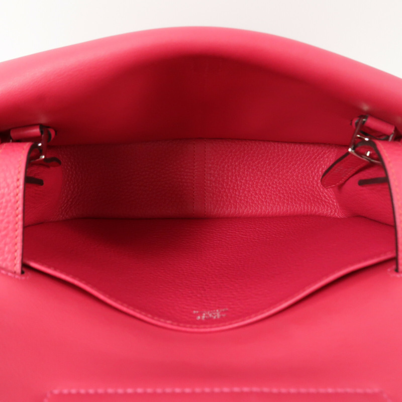 HERMES Clemence皮革Halzan 25手挽肩背兩用袋Rose Extren-4