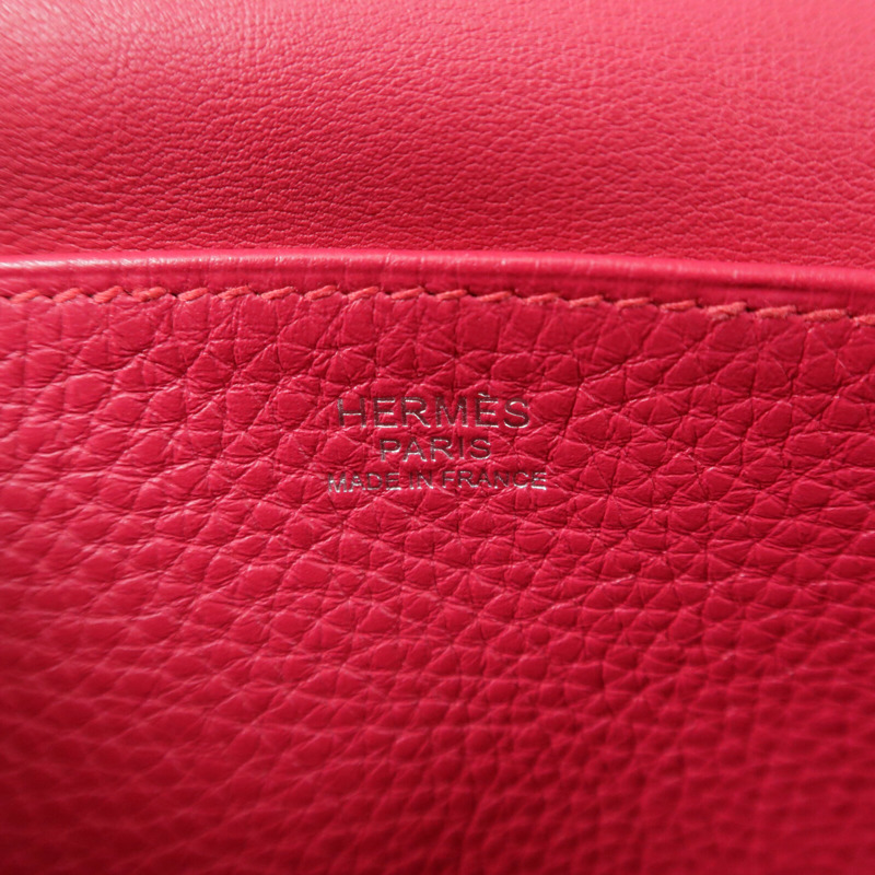 HERMES Clemence皮革Halzan 25手挽肩背兩用袋Rose Extren-5