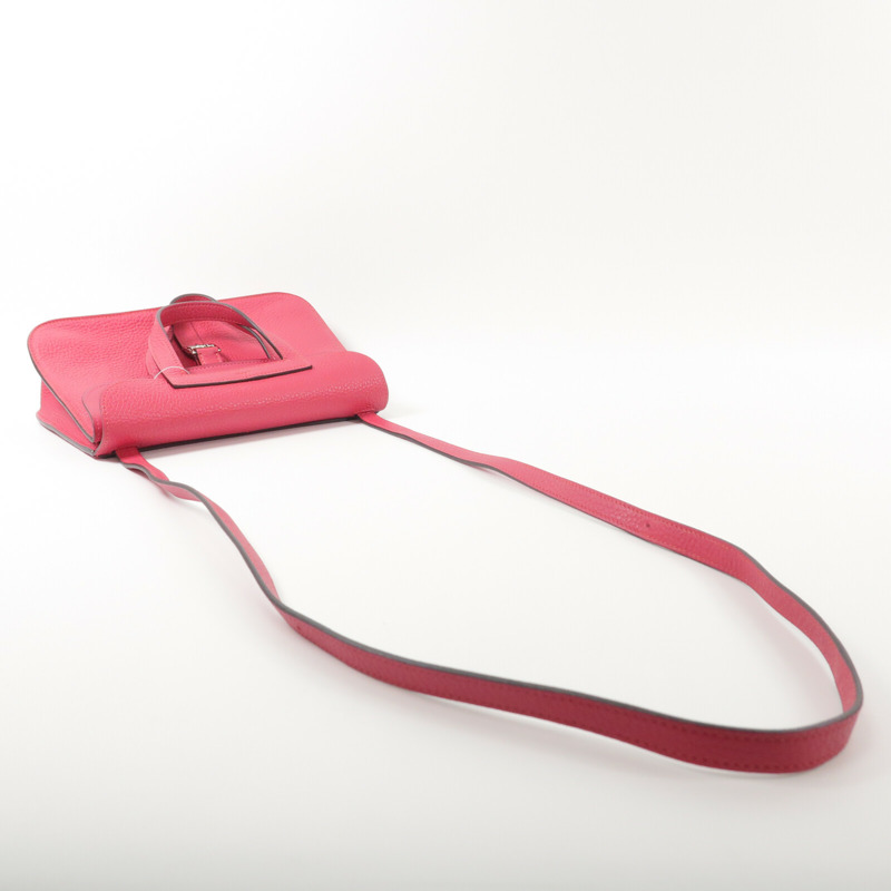 HERMES Clemence皮革Halzan 25手挽肩背兩用袋Rose Extren-7