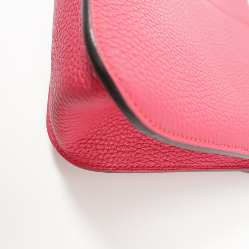 HERMES Clemence皮革Halzan 25手挽肩背兩用袋Rose Extren-9