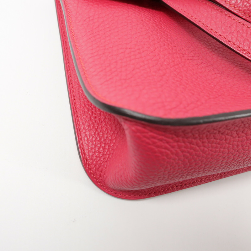 HERMES Clemence皮革Halzan 25手挽肩背兩用袋Rose Extren-10