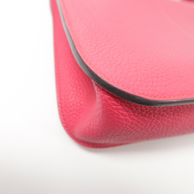 HERMES Clemence皮革Halzan 25手挽肩背兩用袋Rose Extren-12