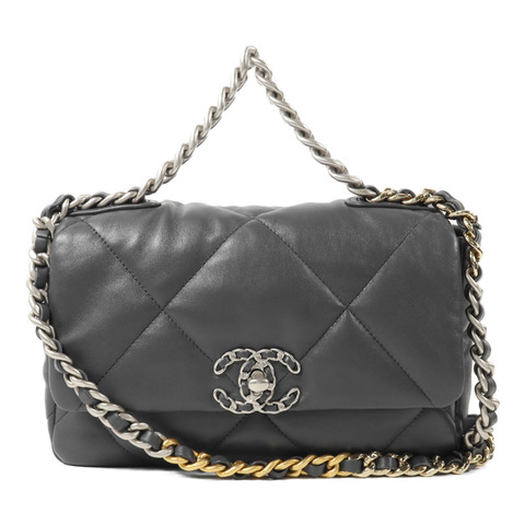 CHANEL 羊皮皮革C19 Small鏈帶手挽肩背兩用袋
