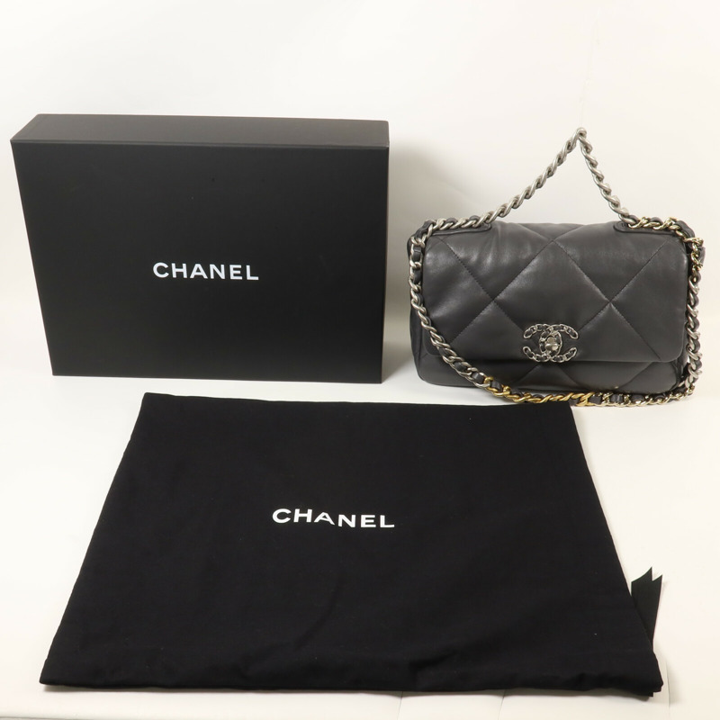 CHANEL 羊皮皮革C19 Small鏈帶手挽肩背兩用袋-8
