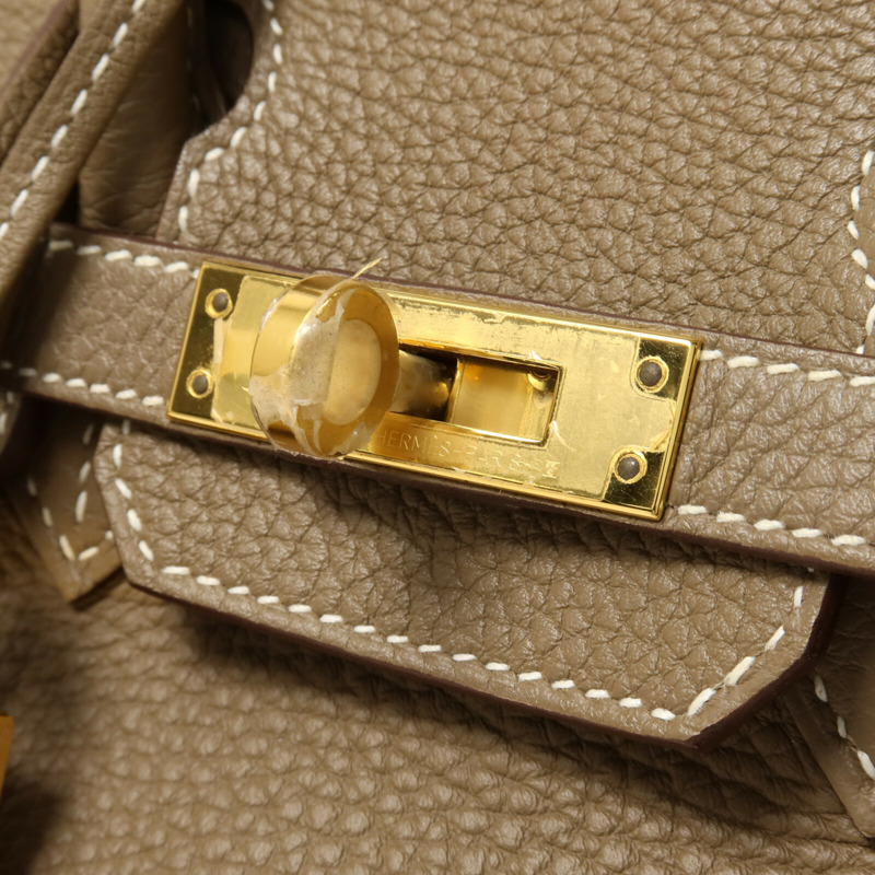 HERMES Togo皮革Birkin 25手挽袋Etoupe-9