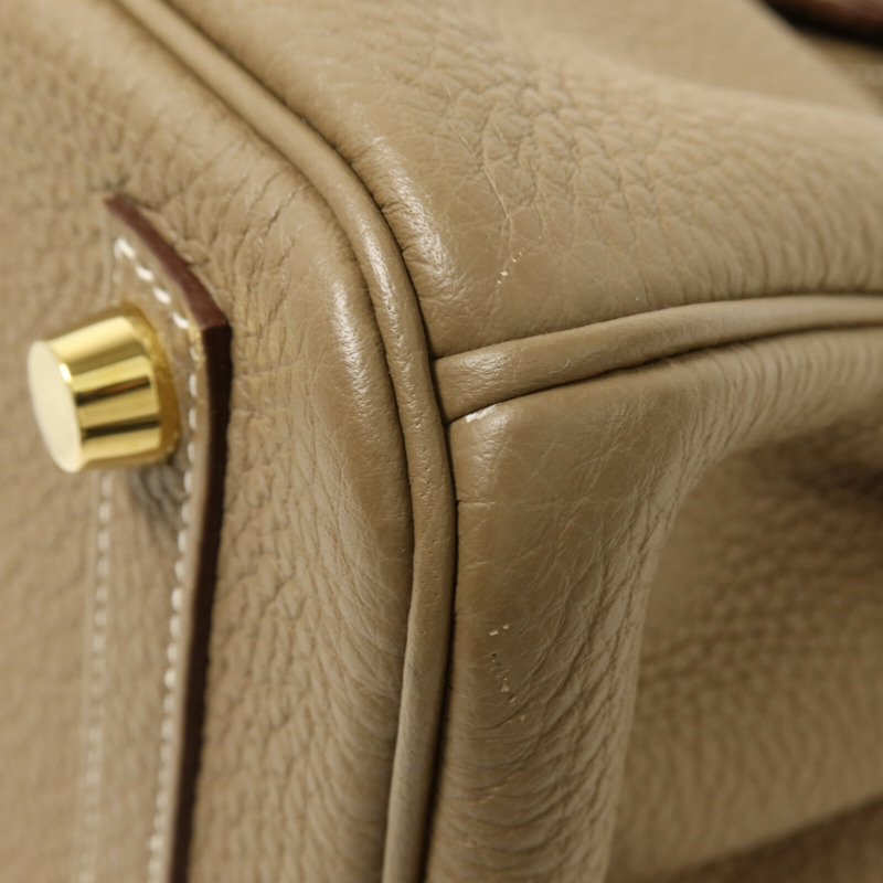 HERMES Togo皮革Birkin 25手挽袋Etoupe-11