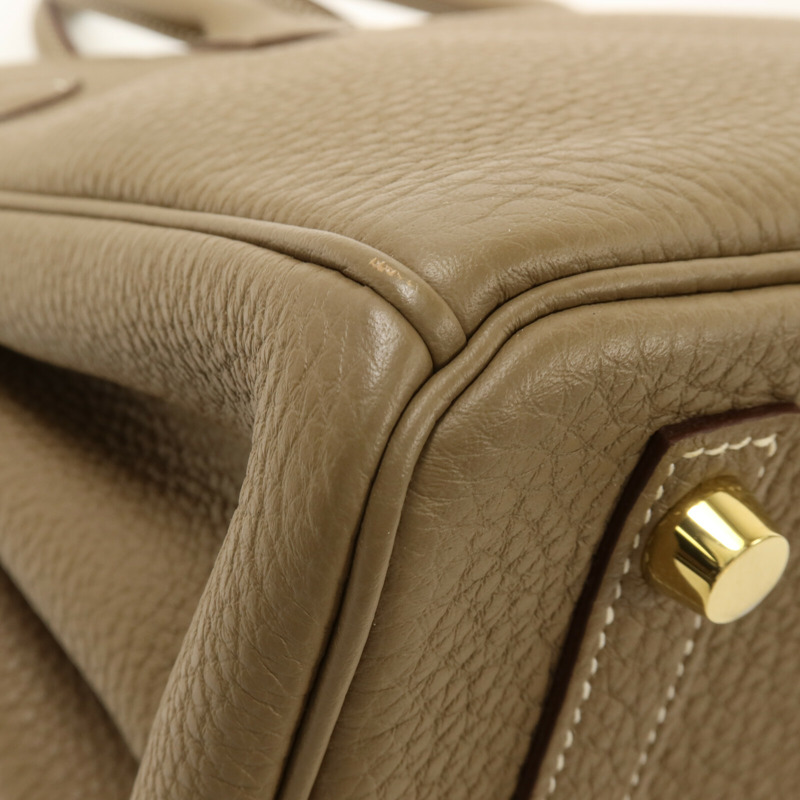 HERMES Togo皮革Birkin 25手挽袋Etoupe-12