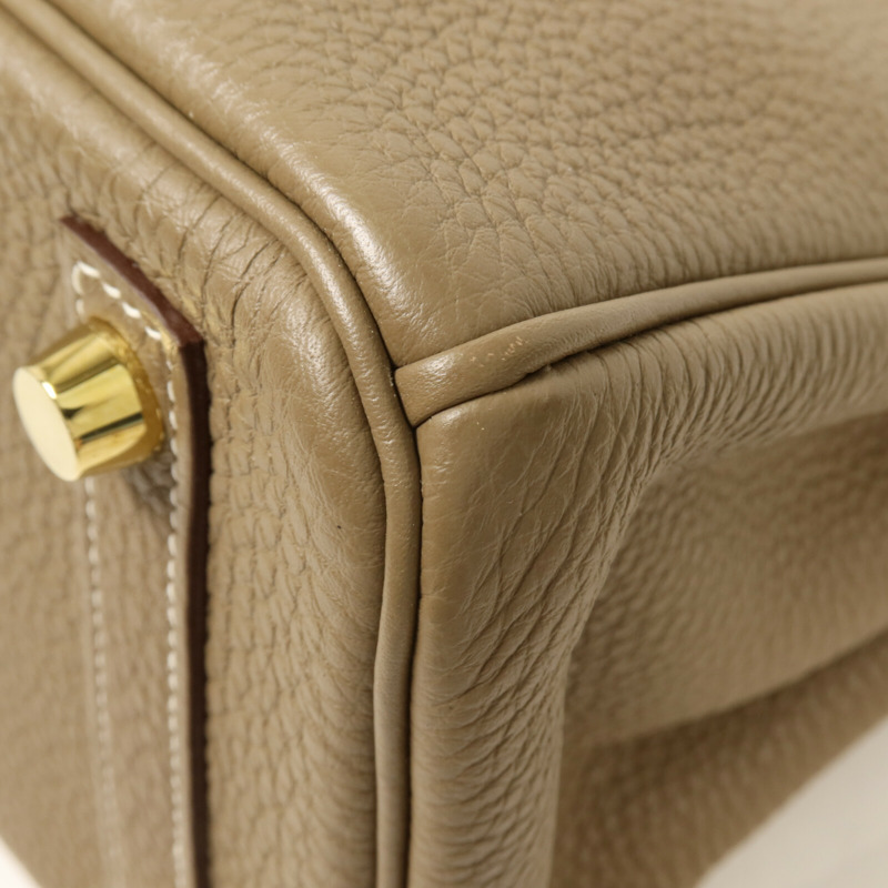 HERMES Togo皮革Birkin 25手挽袋Etoupe-13