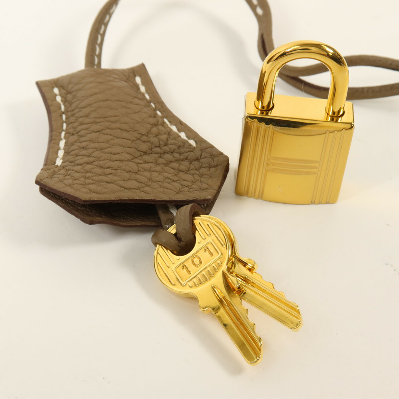 HERMES Togo皮革Birkin 25手挽袋Etoupe-14