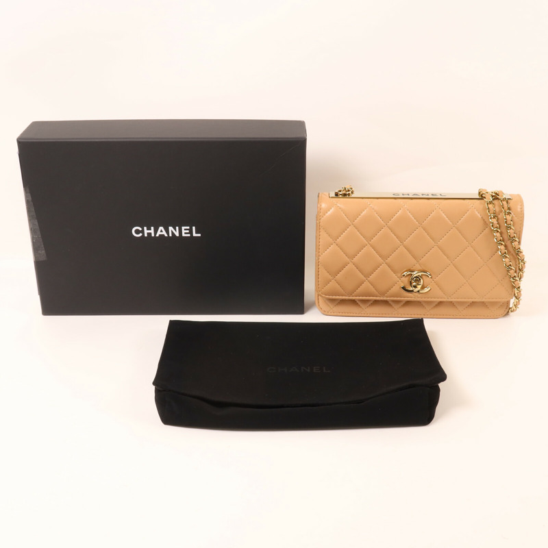 CHANEL 羊皮皮革Trendy Wallet On Chain鏈帶肩背袋-9