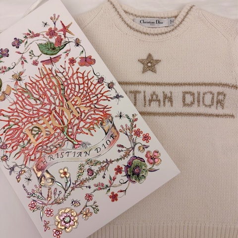 Christian Dior 迪奧 cashmere 幸運星 奶油白                                       聖誕特別款短袖上衣