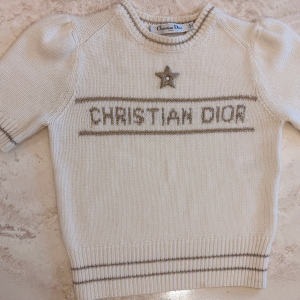 Christian Dior 迪奧 cashmere 幸運星 奶油白 聖誕特別款短袖上衣-8