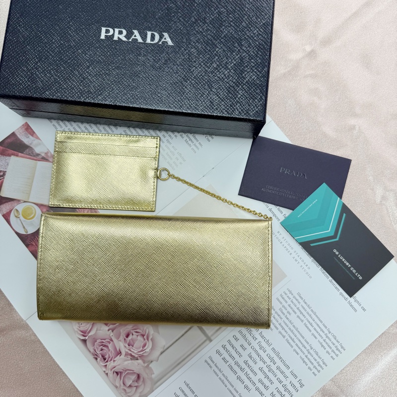 Prada 金色長銀包-1