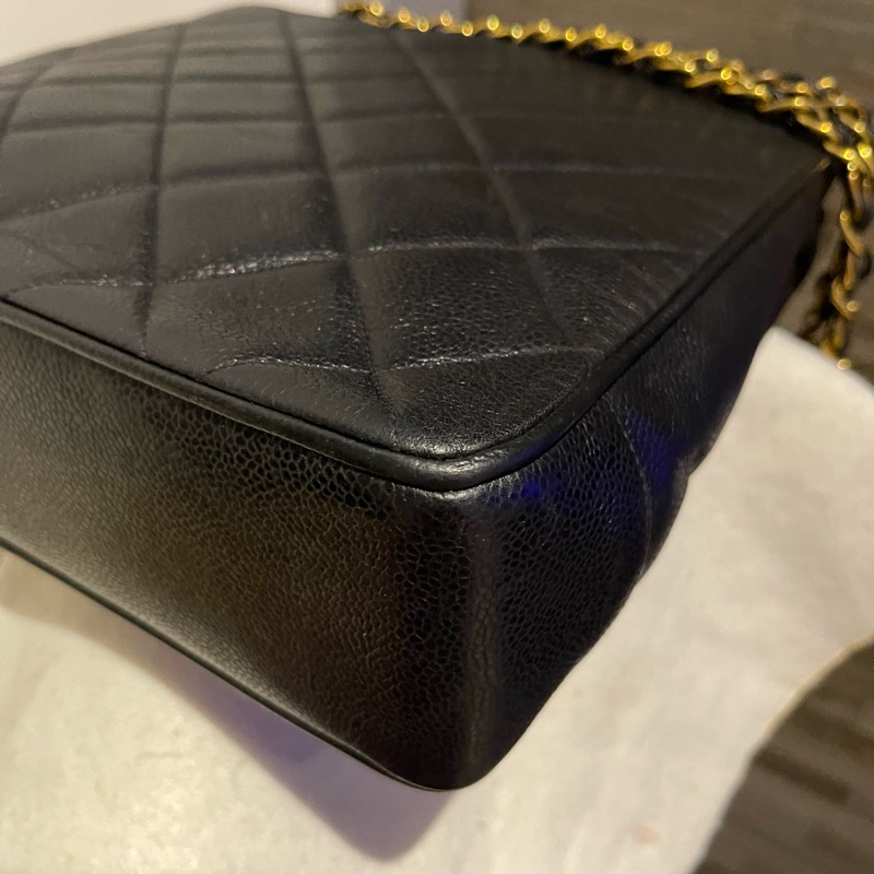 22弄 Chanel vintage 老香 荔枝皮 黑金 大logo 貝嫂包 肩背包 托特包 琴譜包 購物包-8