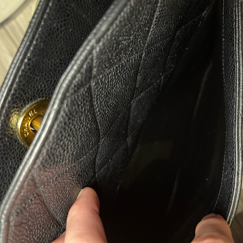 22弄 Chanel vintage 老香 荔枝皮 黑金 大logo 貝嫂包 肩背包 托特包 琴譜包 購物包-17