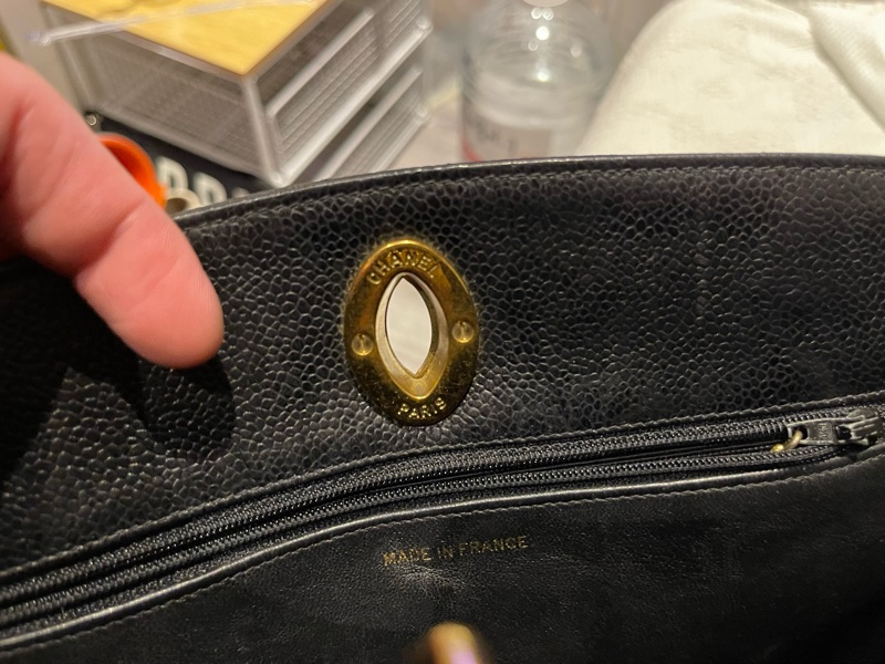 22弄 Chanel vintage 老香 荔枝皮 黑金 大logo 貝嫂包 肩背包 托特包 琴譜包 購物包-21