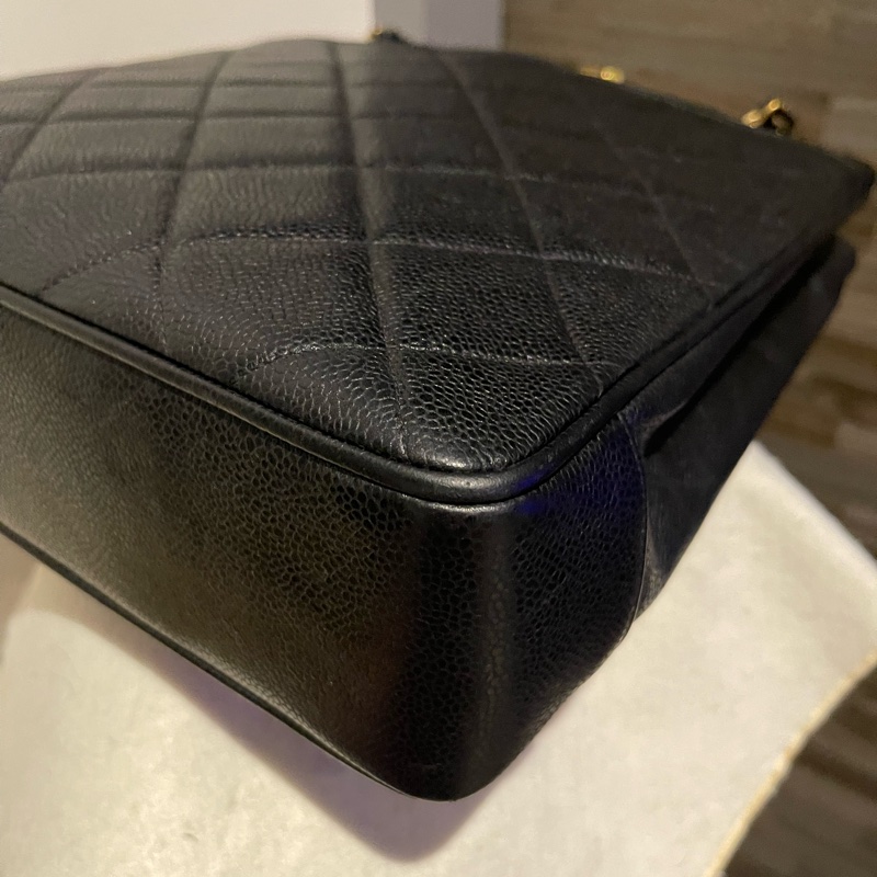 22弄 Chanel vintage 老香 荔枝皮 黑金 大logo 貝嫂包 肩背包 托特包 琴譜包 購物包-29