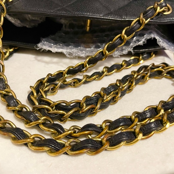 22弄 Chanel vintage 老香 荔枝皮 黑金 大logo 貝嫂包 肩背包 托特包 琴譜包 購物包-30