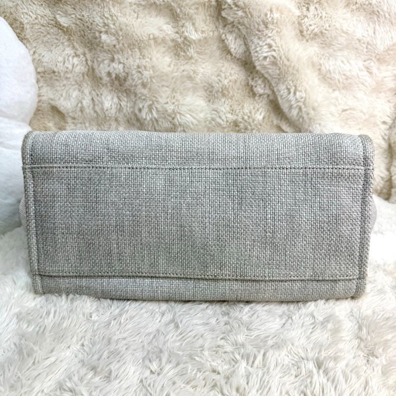 Chanel 沙灘包 灰色 帆布 大號 銀扣-4