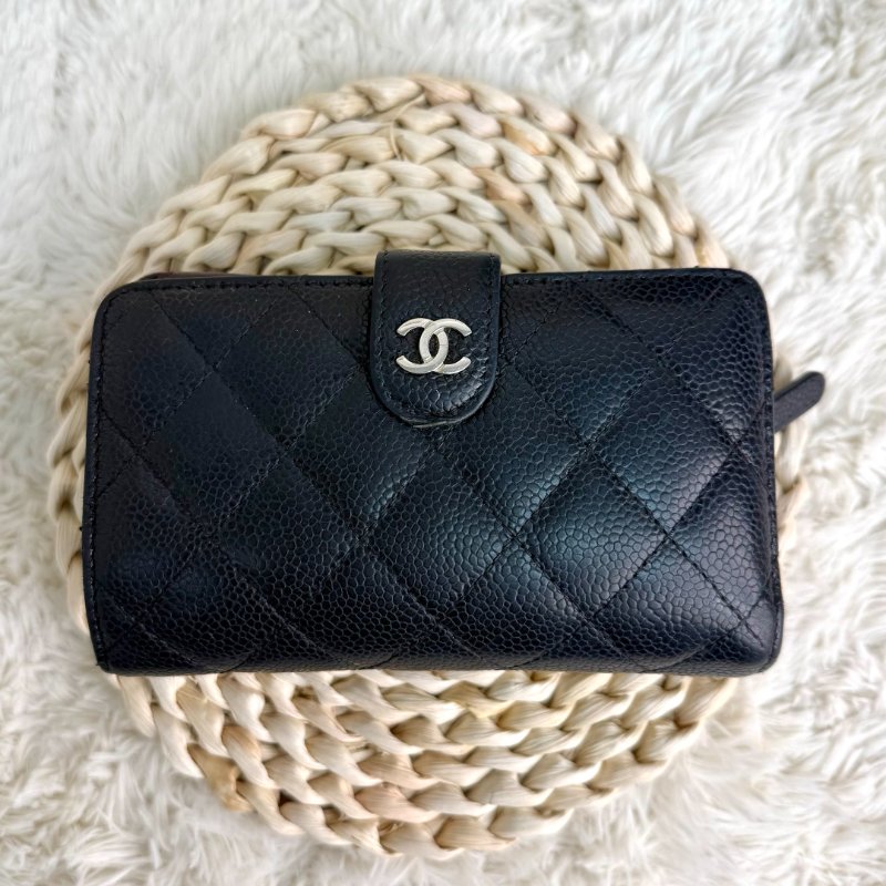 Chanel 手包 黑色 菱格紋 荔枝牛皮 銀扣-0