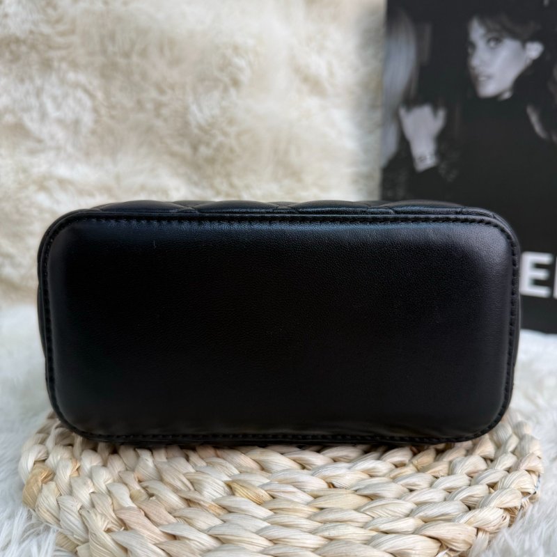 Chanel 小金球 黑色 菱格紋 羊皮 中號 雙金球 鏈條 盒子包-5