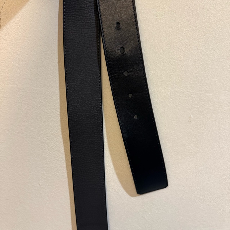 LV optic 黑灰牛皮 40毫米雙面皮帶 36腰90公分-5