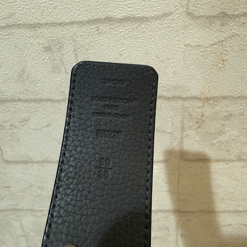 LV optic 黑灰牛皮 40毫米雙面皮帶 36腰90公分-6