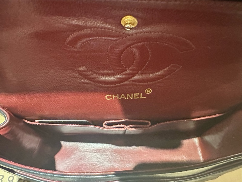 【極美古董珍藏】CHANEL Vintage 25cm 黑金雙蓋口蓋包 24K金雙C釦(經典黑羊皮/雙鏈)-2