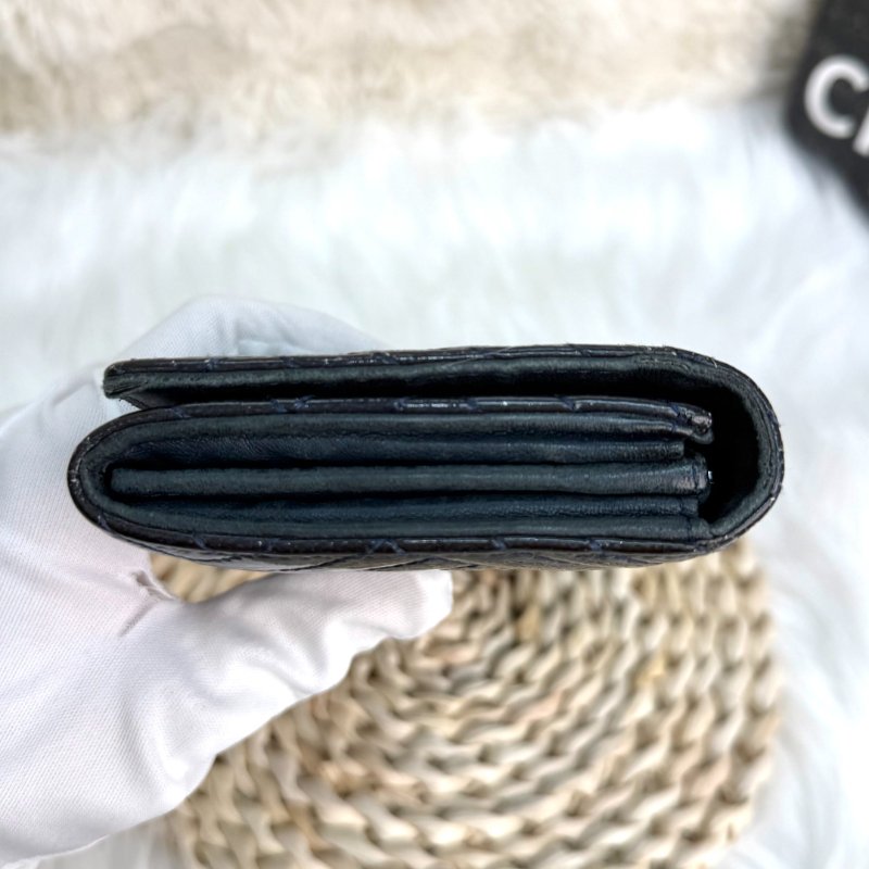 Chanel 經典 藍色 斜紋 漆皮 大號 銀扣-3