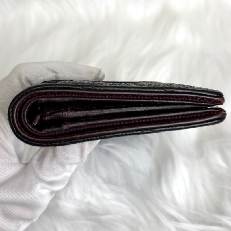 Chanel 經典 折疊款 黑色 菱格紋 荔枝牛皮 金扣 錢包-4