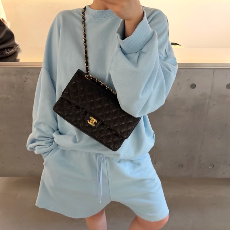 CHANEL香奈兒黑金荔枝皮雙蓋CFJumbo魚子醬珍寶-22