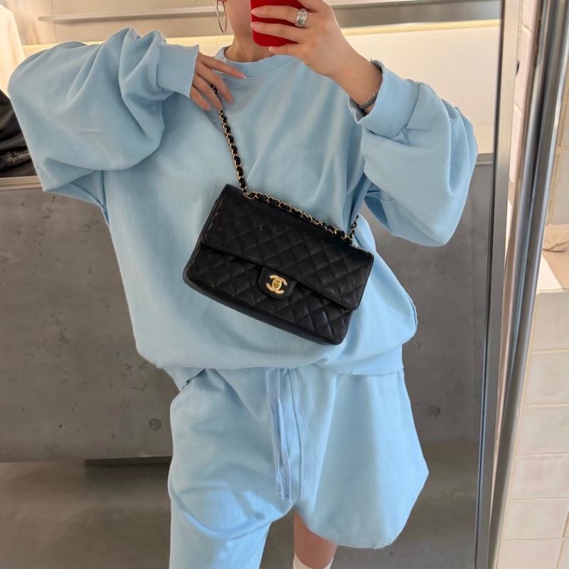CHANEL香奈兒黑金荔枝皮雙蓋CFJumbo魚子醬珍寶-23