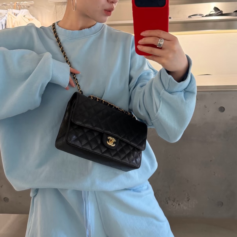 CHANEL香奈兒黑金荔枝皮雙蓋CFJumbo魚子醬珍寶-24