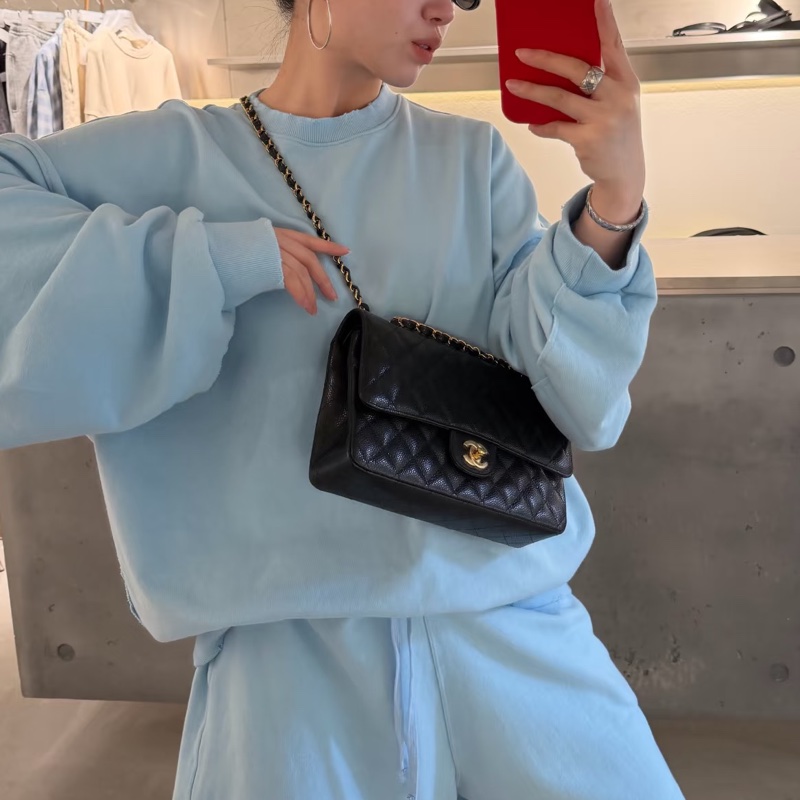CHANEL香奈兒黑金荔枝皮雙蓋CFJumbo魚子醬珍寶-25
