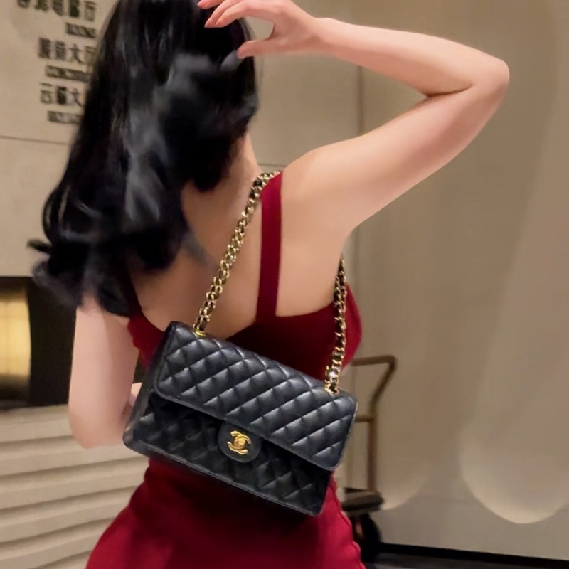 CHANEL香奈兒黑金荔枝皮雙蓋CFJumbo魚子醬珍寶-28