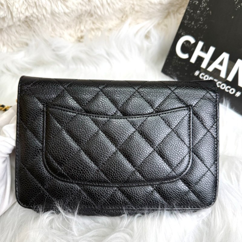 Chanel WOC 黑色 荔枝牛皮 中號 金扣-2