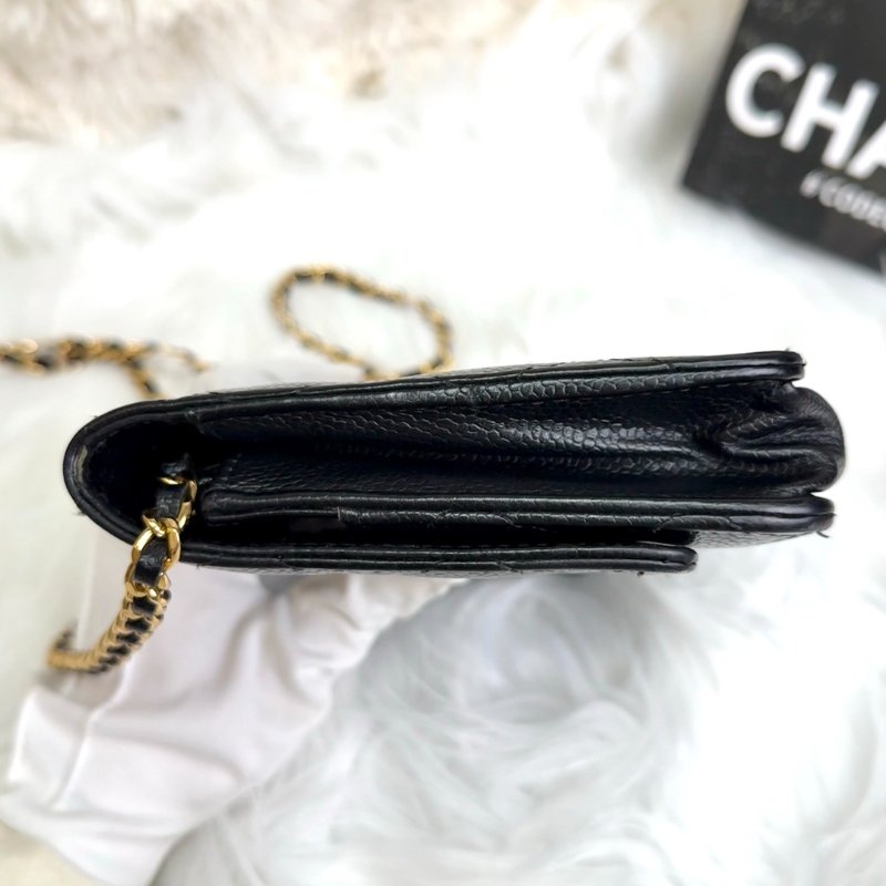 Chanel WOC 黑色 荔枝牛皮 中號 金扣-3