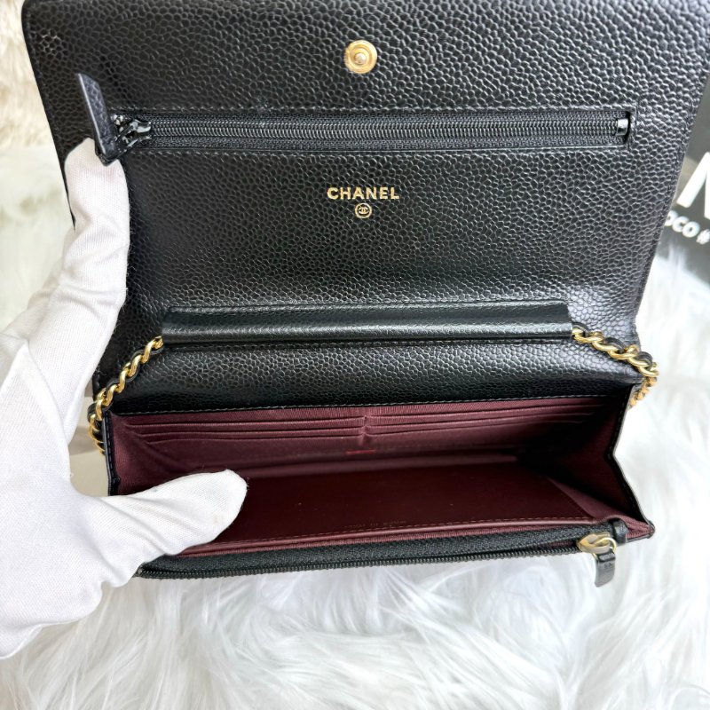 Chanel WOC 黑色 荔枝牛皮 中號 金扣-6