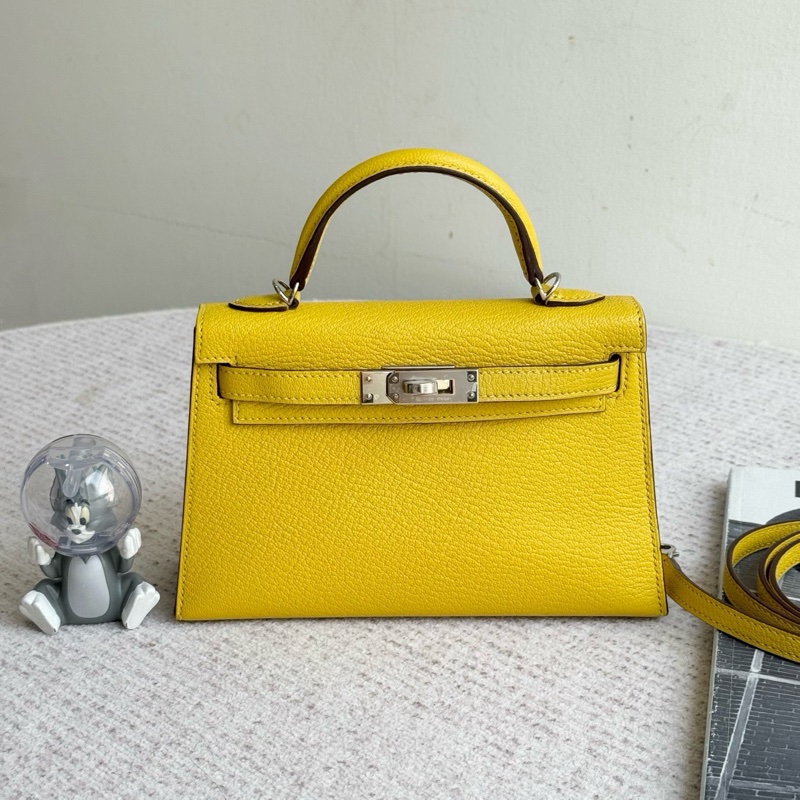 Hermes 愛馬仕 Mini Kelly二代 9O那不勒斯黃內拼93愛馬仕橙 銀扣 U刻 山羊皮-3