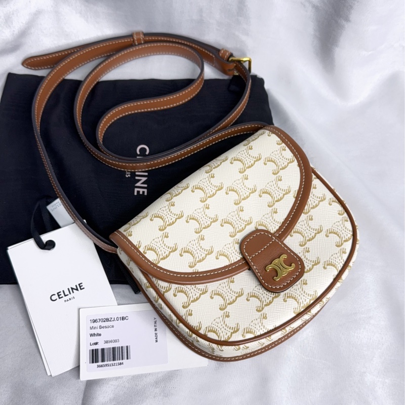 Celine mini besace 奶油白馬鞍包-1