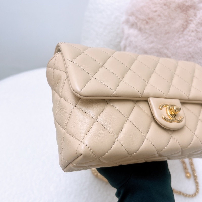 Chanel flap 20 奶茶色翻蓋包 可調節手柄-2