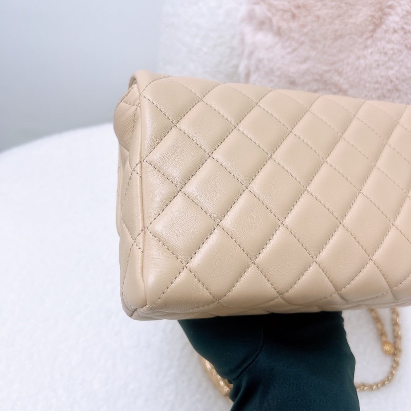 Chanel flap 20 奶茶色翻蓋包 可調節手柄-4