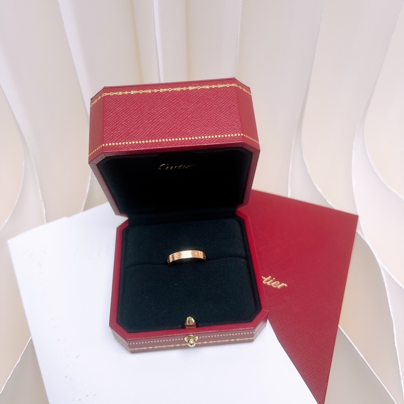 Cartier 18k玫瑰金窄版戒指 53碼-0