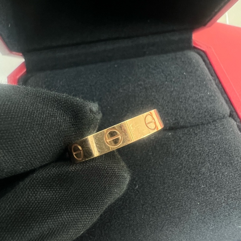 Cartier 18k玫瑰金窄版戒指 53碼-1